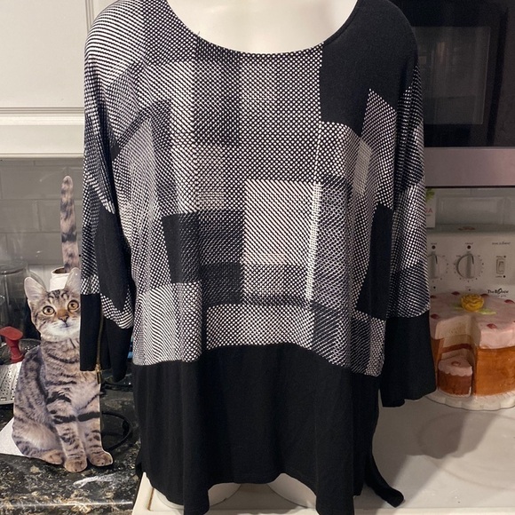 c womens Calvin Klein black 3/4 sleeve stretch plus size top 1X - Picture 1 of 6